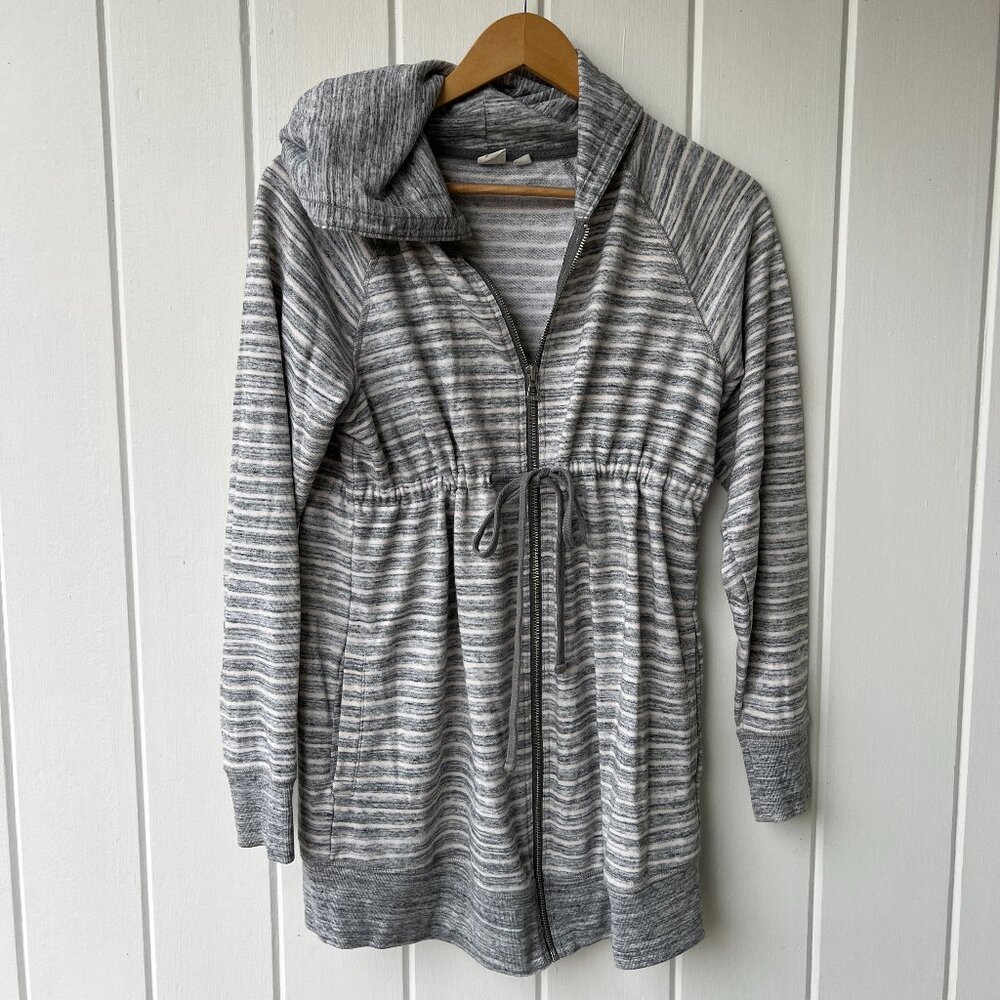 Gap Maternity Gray Heather Stripe Zip Hoodie - size small